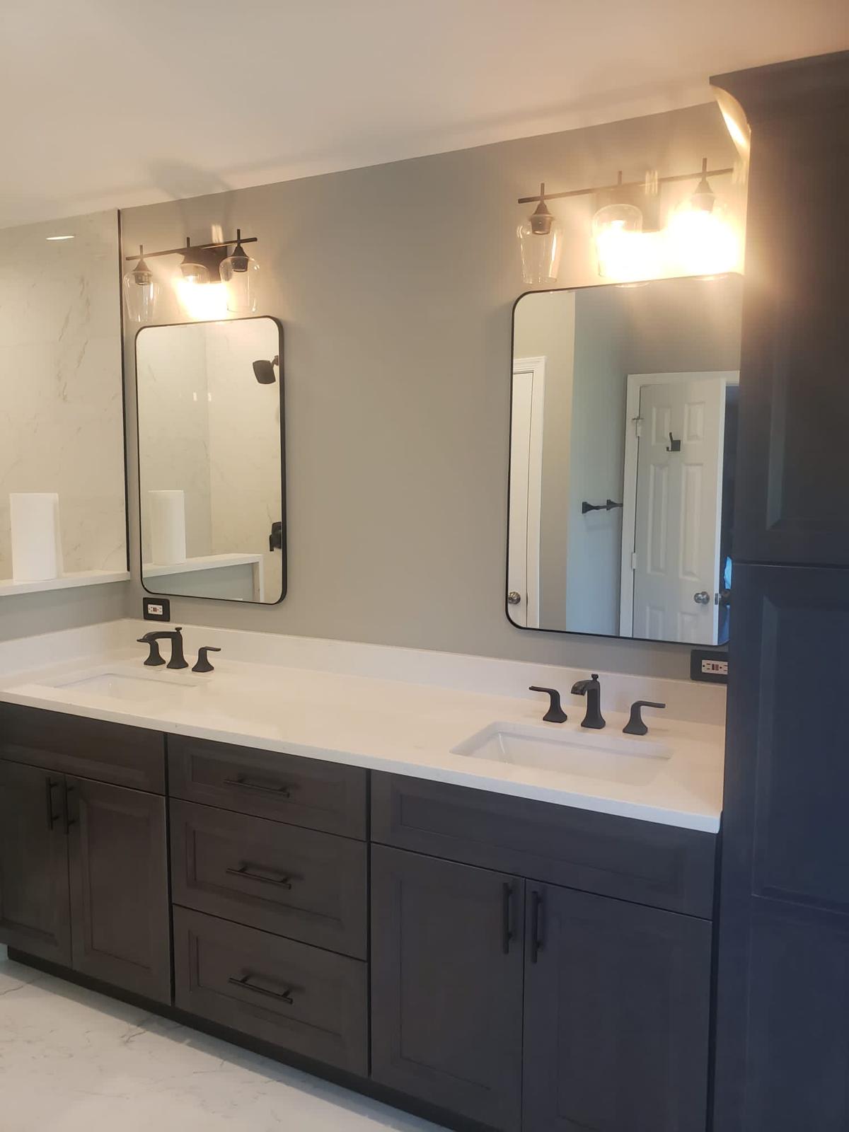 Double vanity with quartz countertop, Fredericksburg VA bathroom renovation